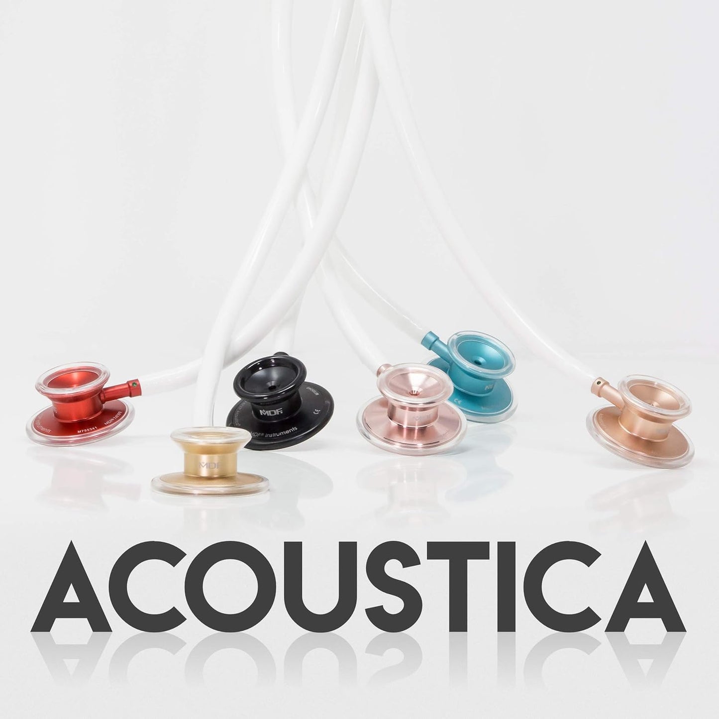 , Acoustica Lightweight Stethoscope for Doctors, Nurses, Students, Home Health Use, Adult, Dual Head, White Tube, Rosegold (Matte Finish) Chestpiece-Headset, MDF747XPRG29